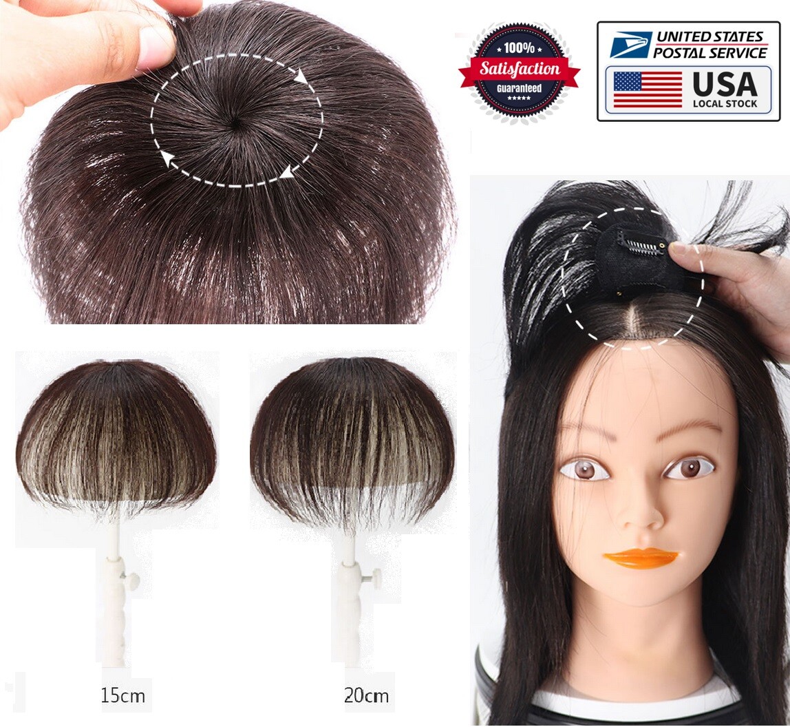 100% Human Hair Topper Clip in Hairpiece Wig Toupee Top Pieces Clip in Bangs USA