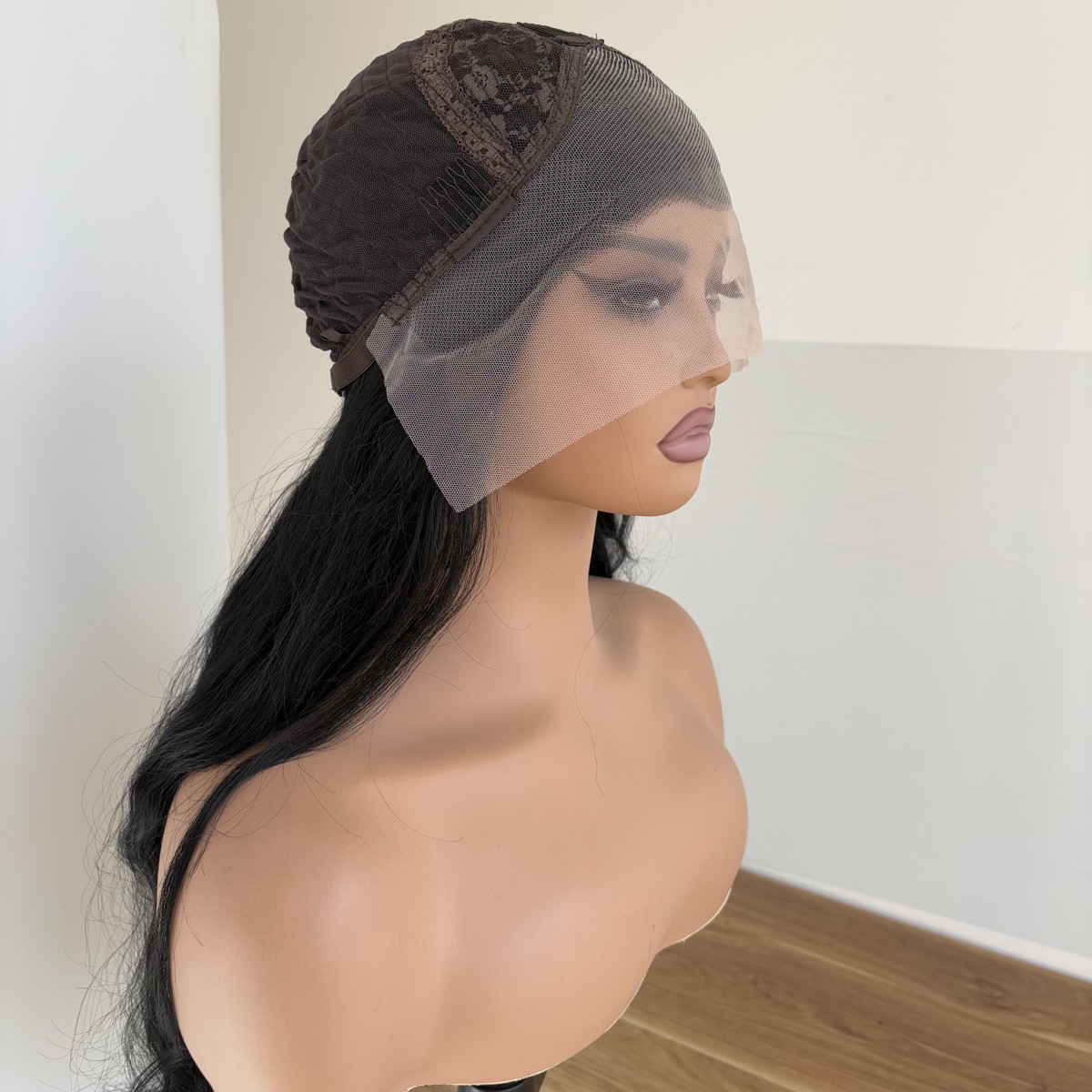 Women Long Wavy Synthetic Hair Heat Resistant Off black Lace Frontal Wig