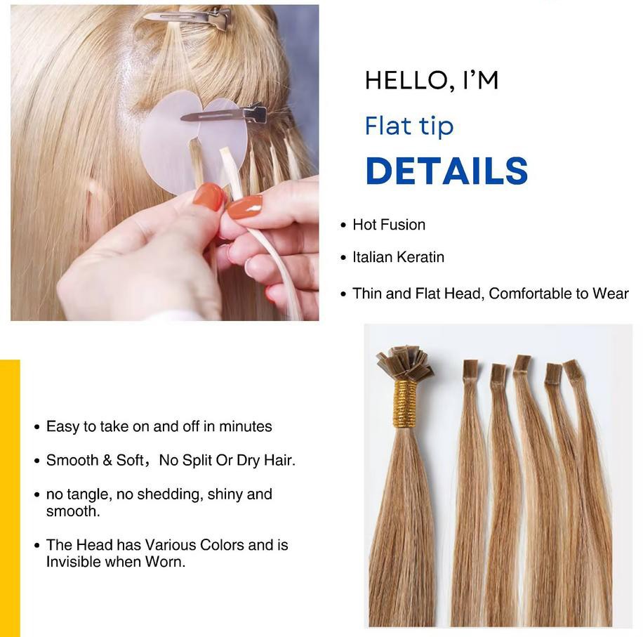 PRE BONDED Flat Tip Curly Wavy Hair 100% Remy Human Hair Extensions 100g