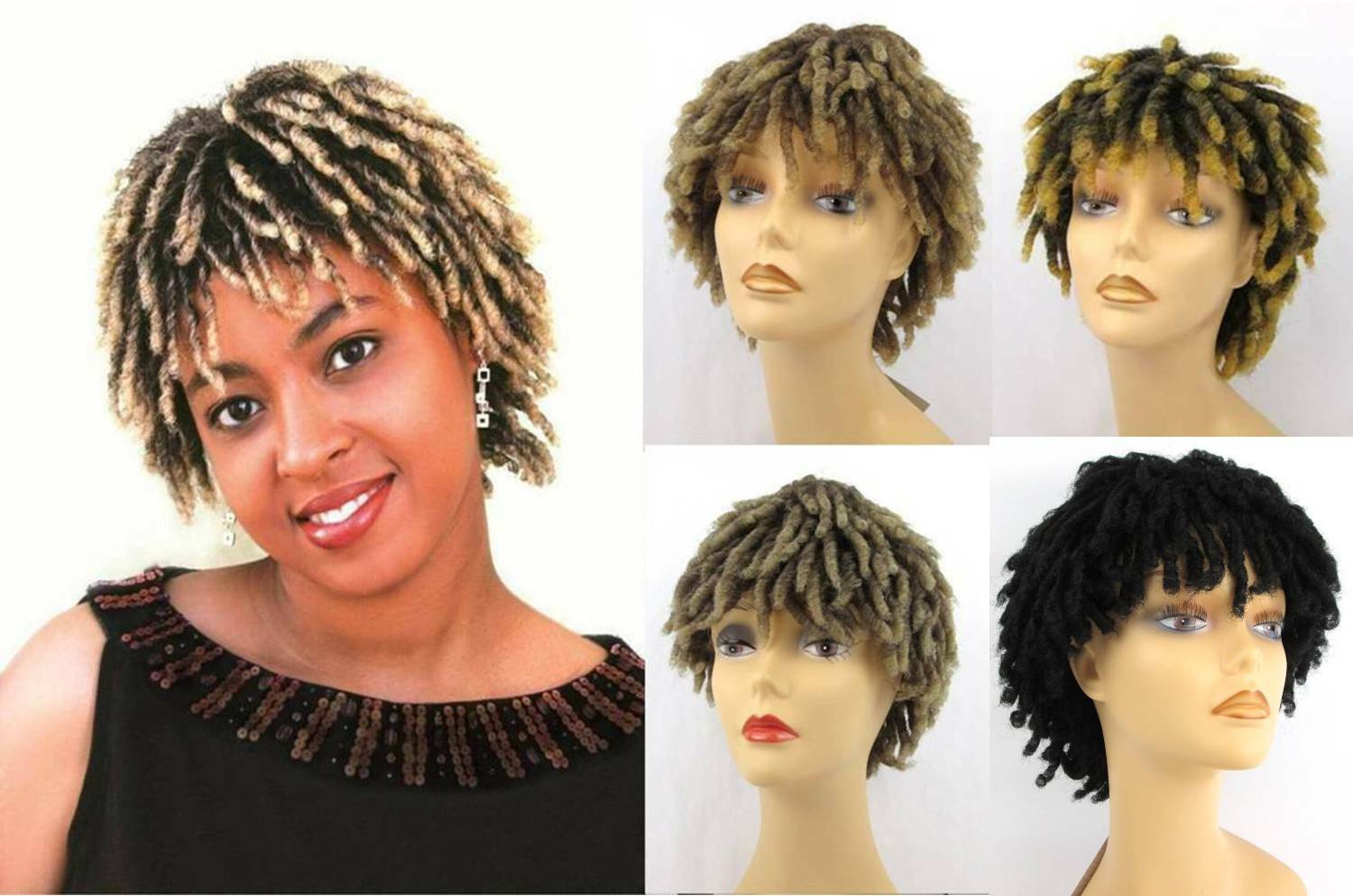ADULT MENS WOMEN SHORT TWIST CROCHET LOCS KINKY DREADLOCK WIG CURLY AFRO RACHEL