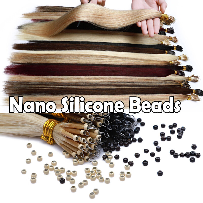 RUSSIAN Nano Ring Beans Loop Beads 1g Human Hair Extensions Full Head US 14″-24″