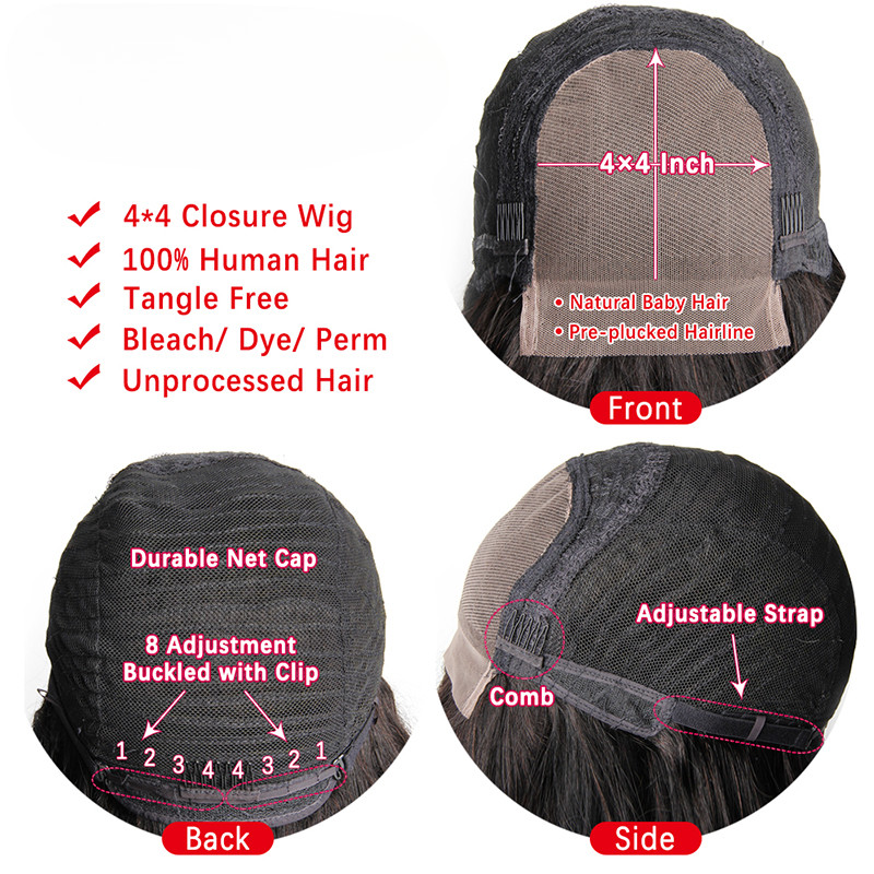 New Lace Closure Human Hair Wigs Kinky Curly Wig 4×4 Closure Wig Curly Wig Women