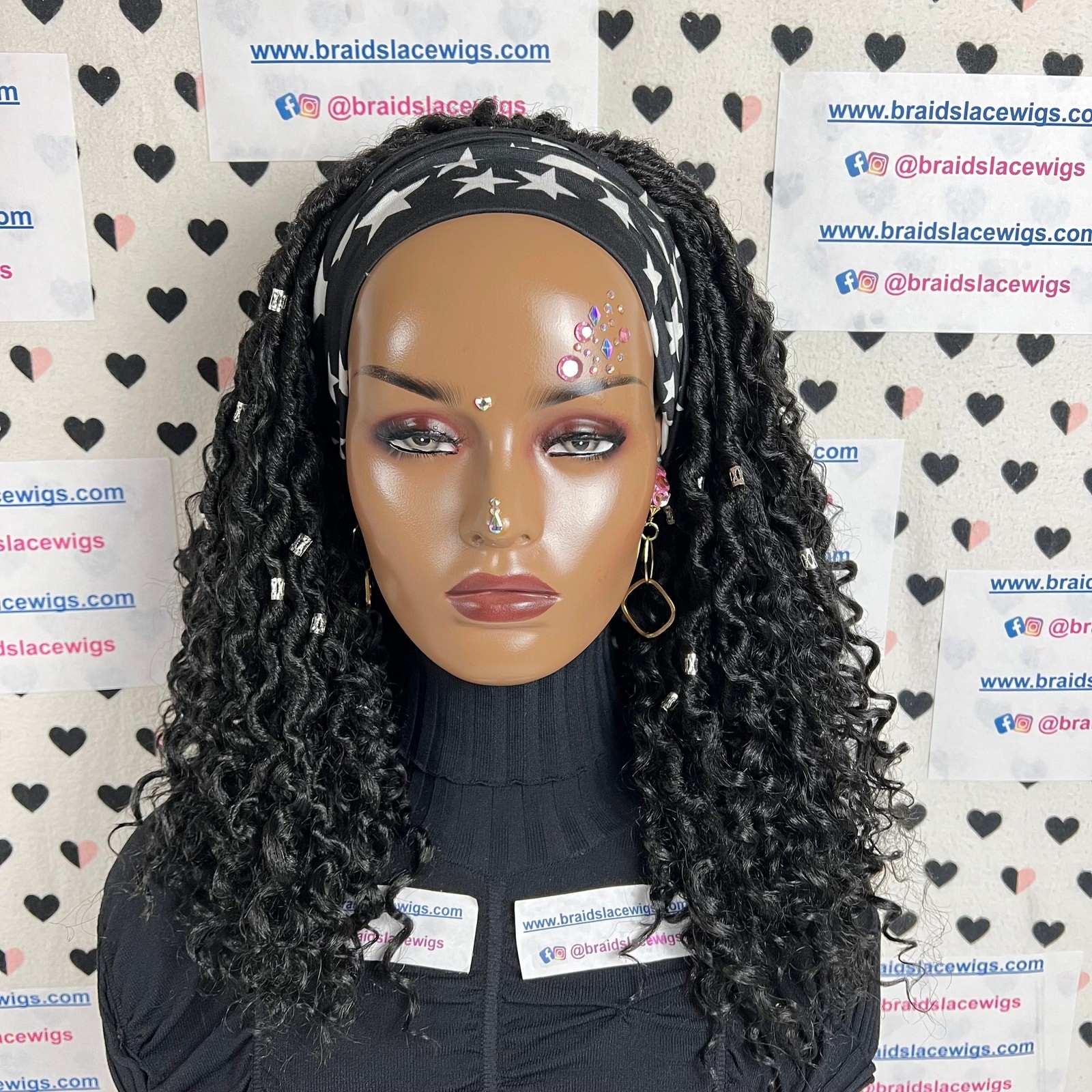 Short Faux Locs Headband Wig Boho Goddess Loc Distressed Curly Dreadlocks Wigs