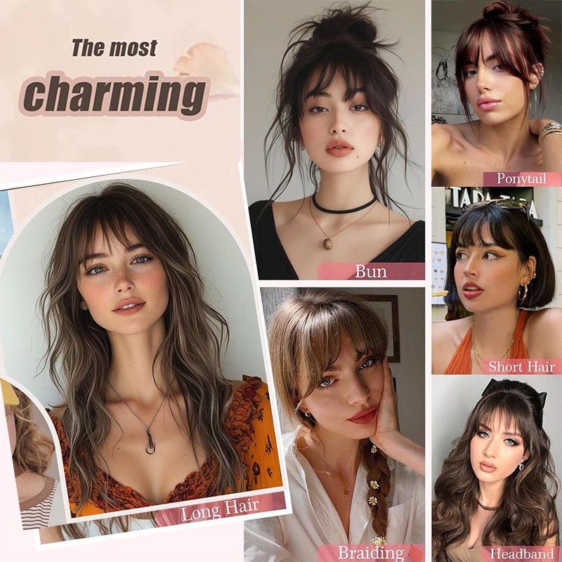 100% Real Human Hair Air Bangs Clip In Remy Extensions 3D Fringe Front Hairpiece