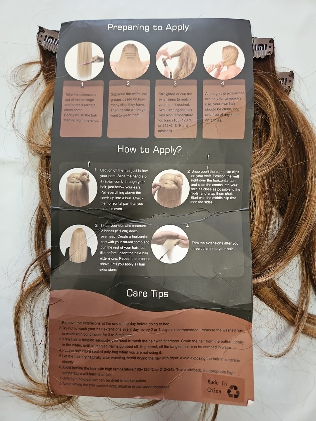 Clip In Human Hair Extensions 10 Inch 8 Piece