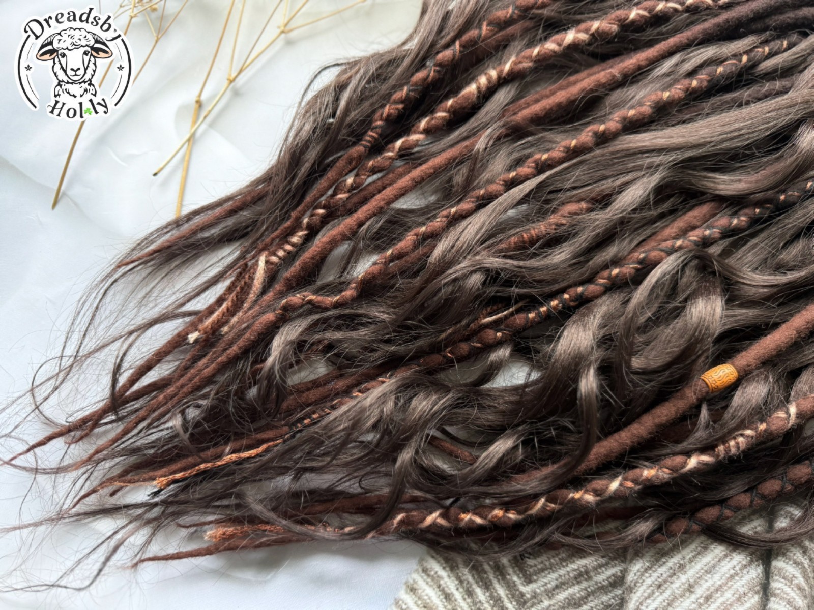 Full Set Wool Dreads Mix Braids Curls Brown DE – SUPER FAST 2-3 DAY SHIPPING USA