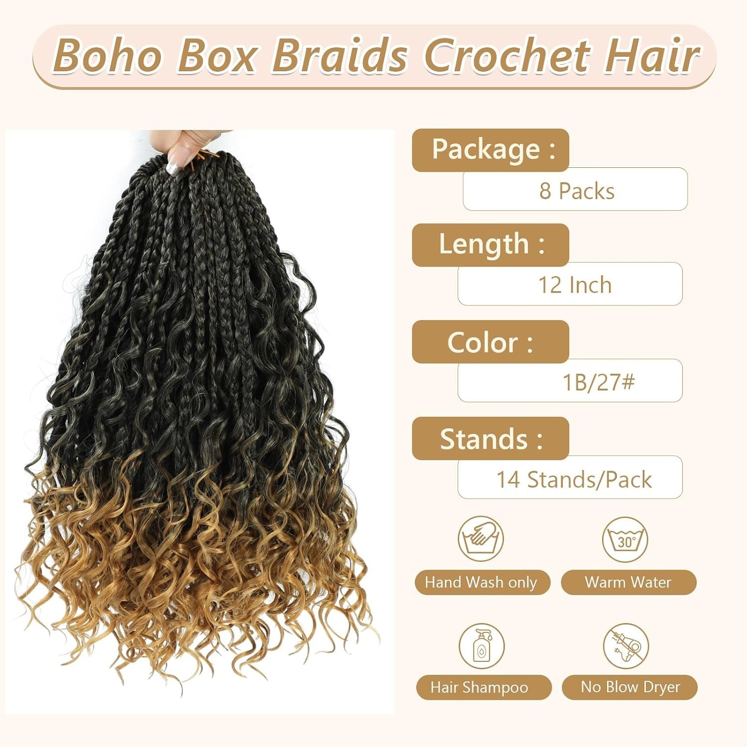 Tight & Silky Goddess Box Braids Crochet Hair – 8 Packs