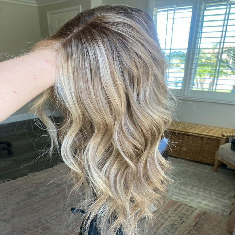 Natural Wave Lace Front Wig Highlights Blonde Remy Human Hair Wig Middle Part