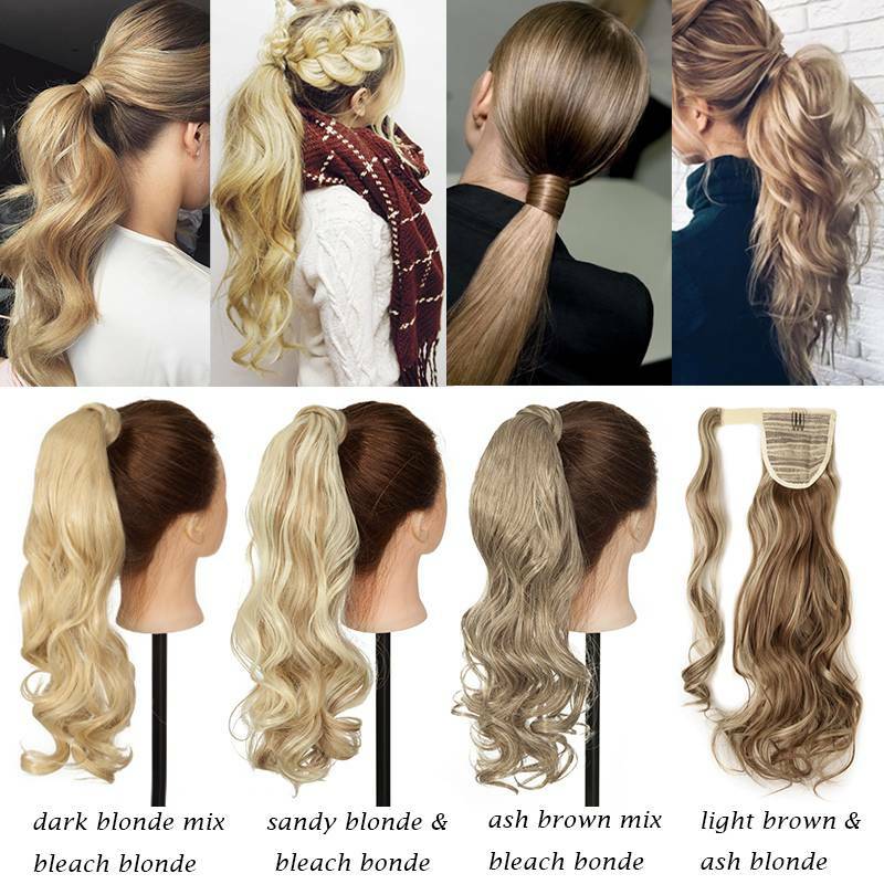 Hair ponytail Clip In as Real Human Hair Extensions Wrap Around Pony Tail US