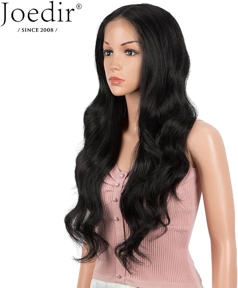 Joedir 26″ Big Curly Wavy Lace Front 1.5″x4.5″ Deep Parting HD Lace Wig 1B Black