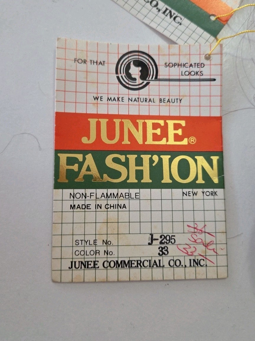 Junee Fashion Synthetic Fiber Synthetic Half Hair Wig NOS Long 1980s Brown