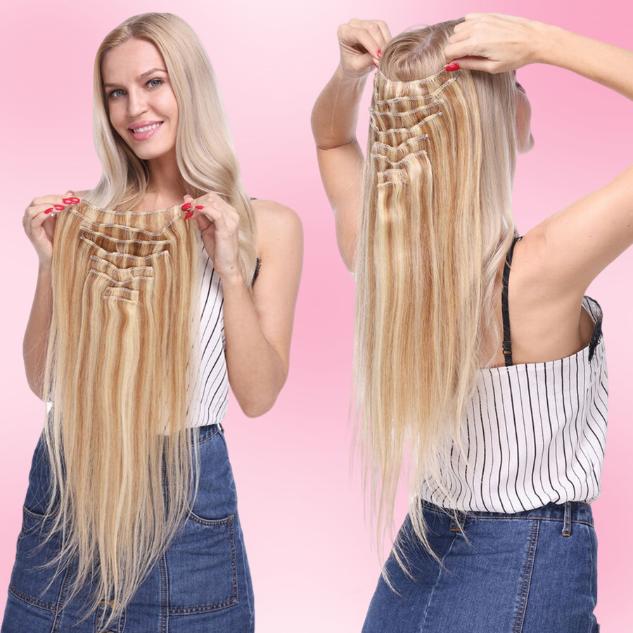 CLEARANCE Full Head 100% Real Remy Balayage HairClip In Human Hair Extensions