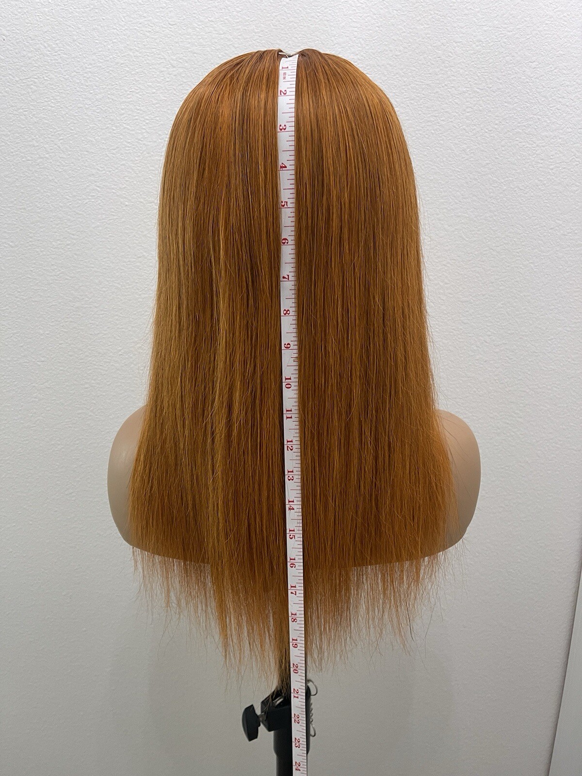 18” 4×4 Lace Closure, Straight Human Hair Wig, Color Similar to Ginger