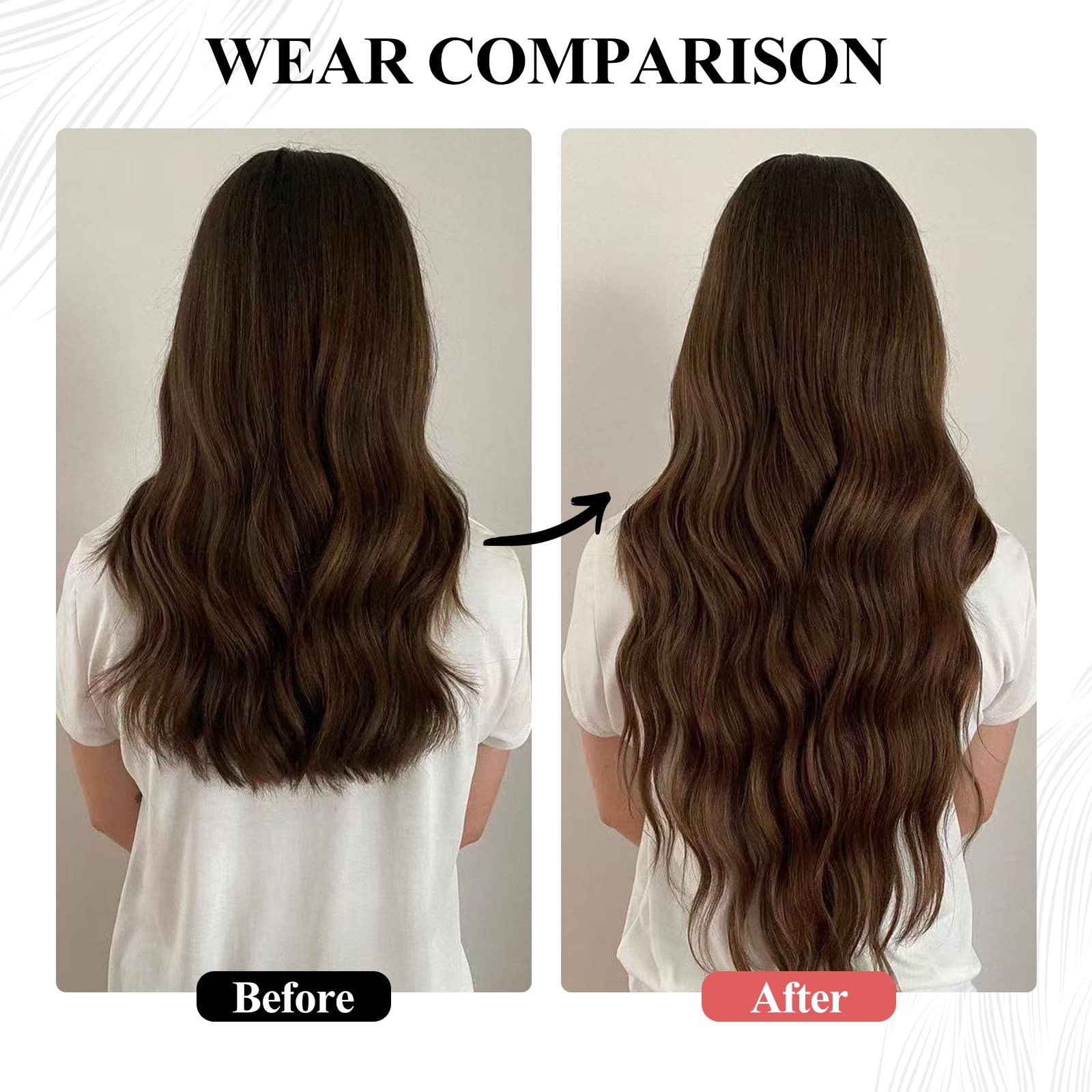 Real Human Hair Clip-In Extensions 8pcs 70g 20″ Medium Brown Seamless Straight
