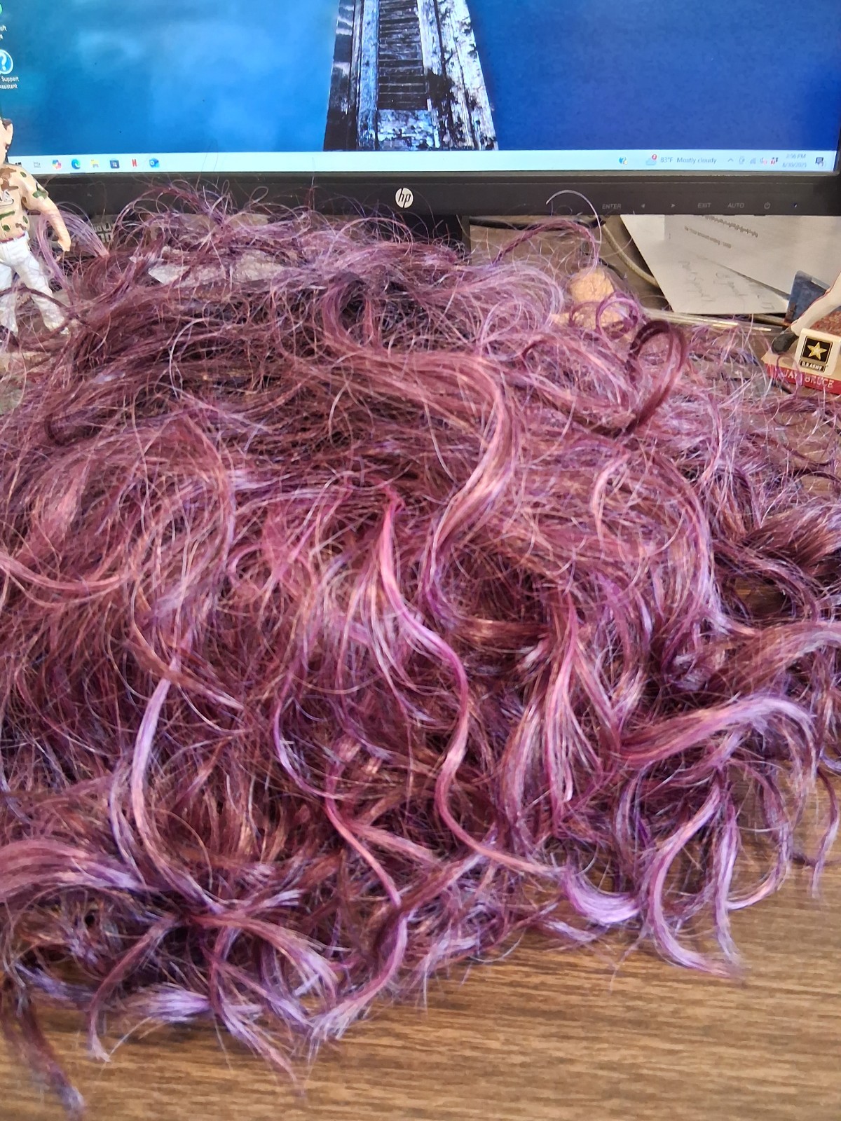 FOXY LADY PURPLE, CURLY SYNTHETIC HAIR, 8″ SHORT HAIR, FUSION HEAT