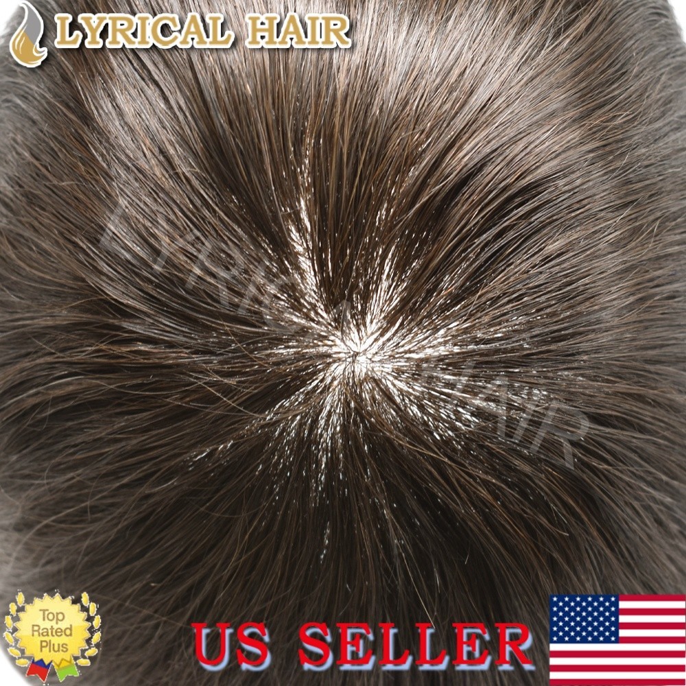 Lyrical Hair Mens Toupee Human Hair Replacement System Injection PU Hairpiece US