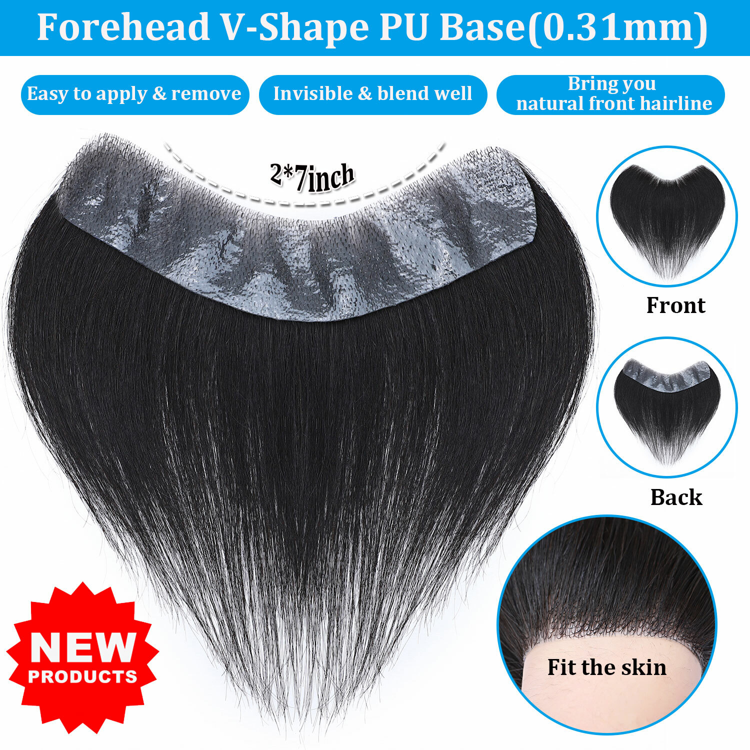 Men 100% Human Hair Replacement System Hairpiece Skin PU Base Toupee Black/Brown