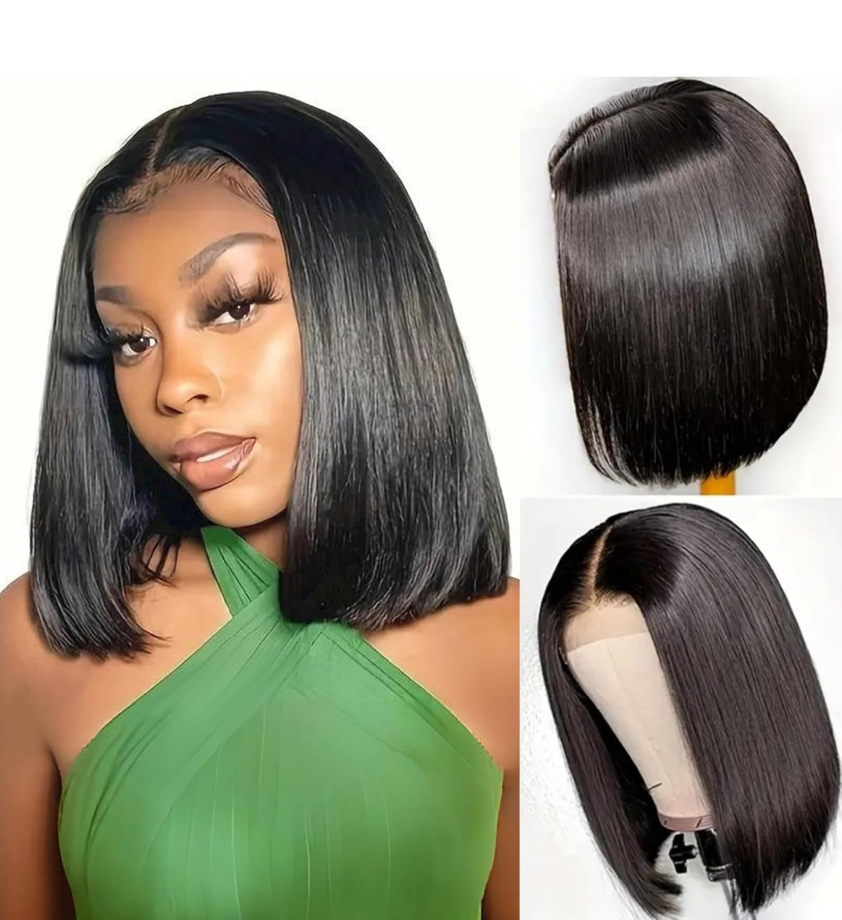 Bob Wig Human Hair pre Bleached Knots Straight Bob 13×4 Lace Front 12” Glueless