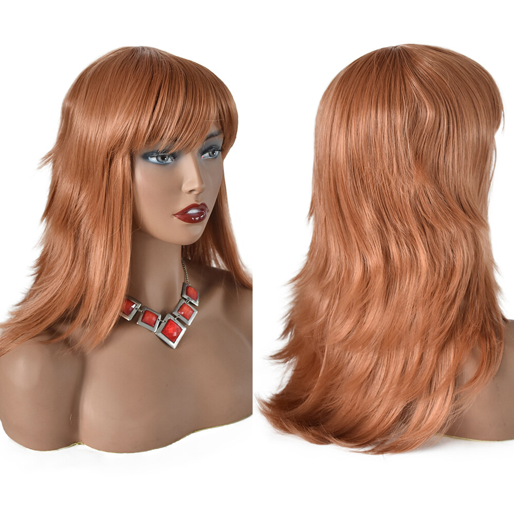 Layered Long Synthetic Hair Machine Made Wig for Women Premium Quality Natural