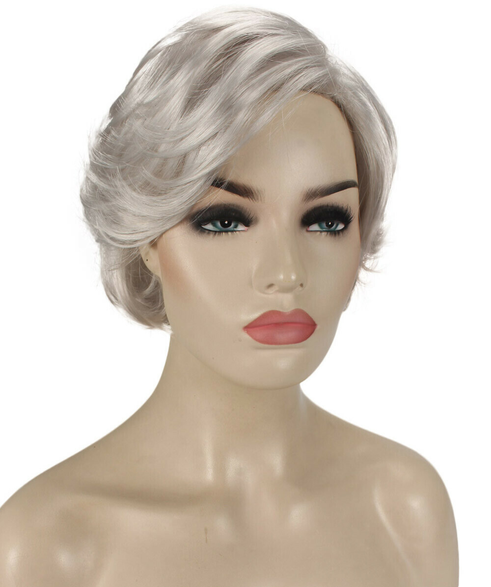 Lana – Straight Kanekalon Synthetic Fiber Full Wig, 3.25 – 6.5 in, Silver Grey