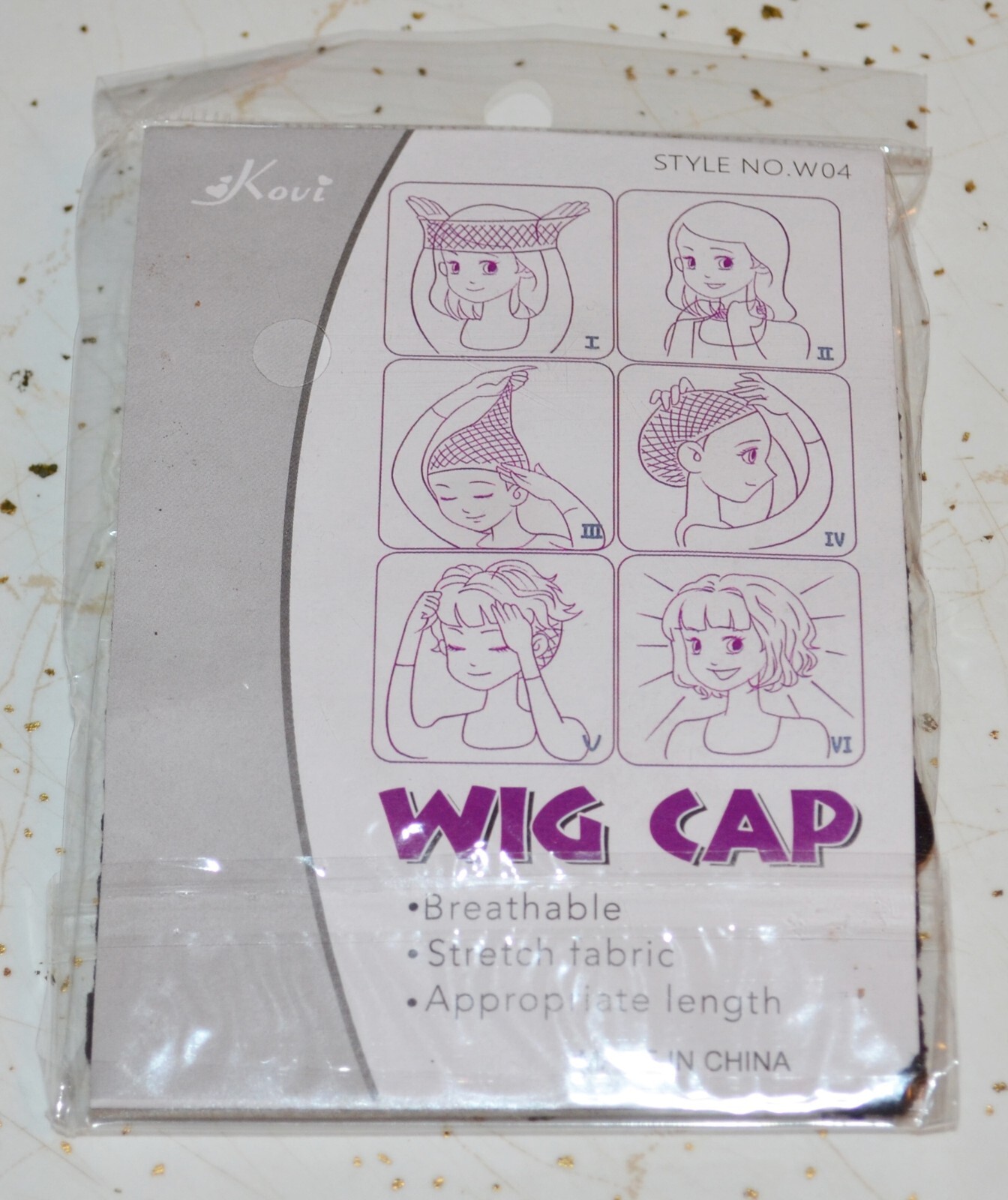 KOVI Black Wig Cap Liner Style W04 Breathable Stretch Fabric Appropriate Length