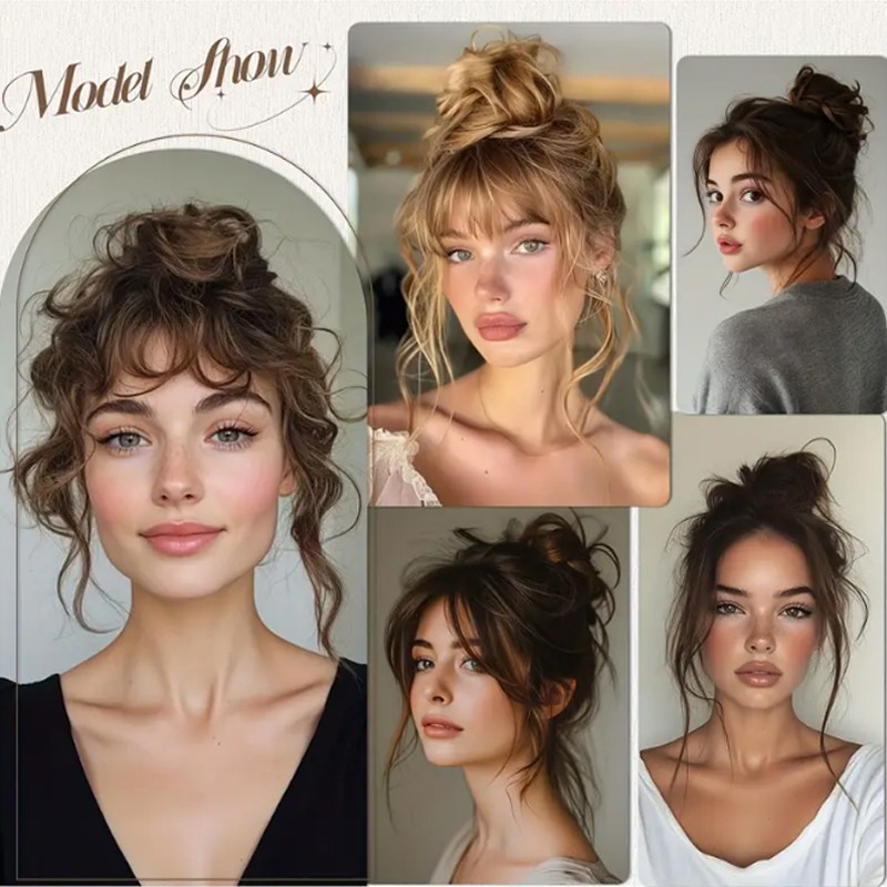Curly Messy 100% Remy Bun Piece Scrunchie Updo Real Human Hair Extensions Thick
