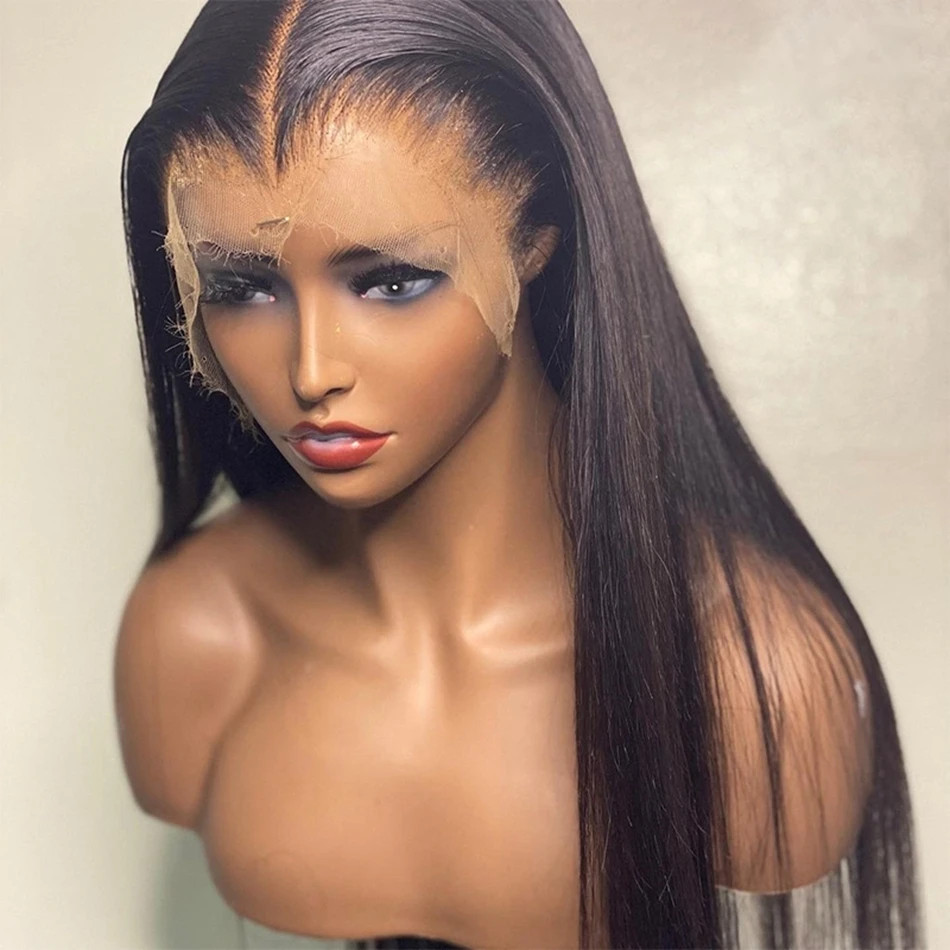Straight Human Hair Wig 13×4 HD Lace Front 200 Density Glueless Natural Black