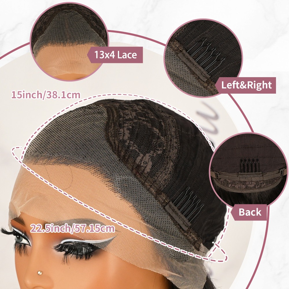 Curly Wave Lace Front Wigs 13×4 Free Part Pre Plucked Natural Hairline Black Wig