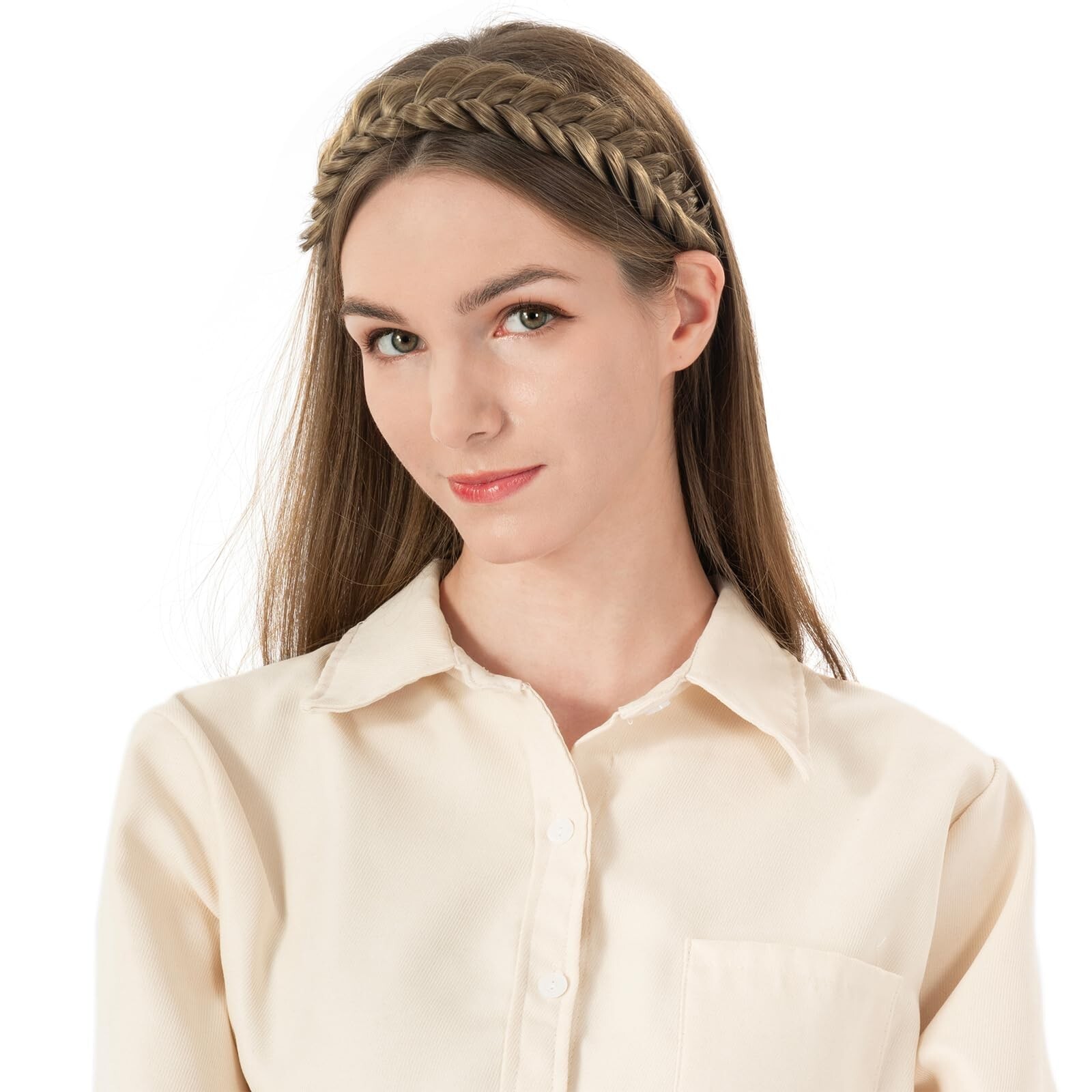 Messy Wide 2 Strands Synthetic Hair Braided Headband Classic Chunky Braid Hea…