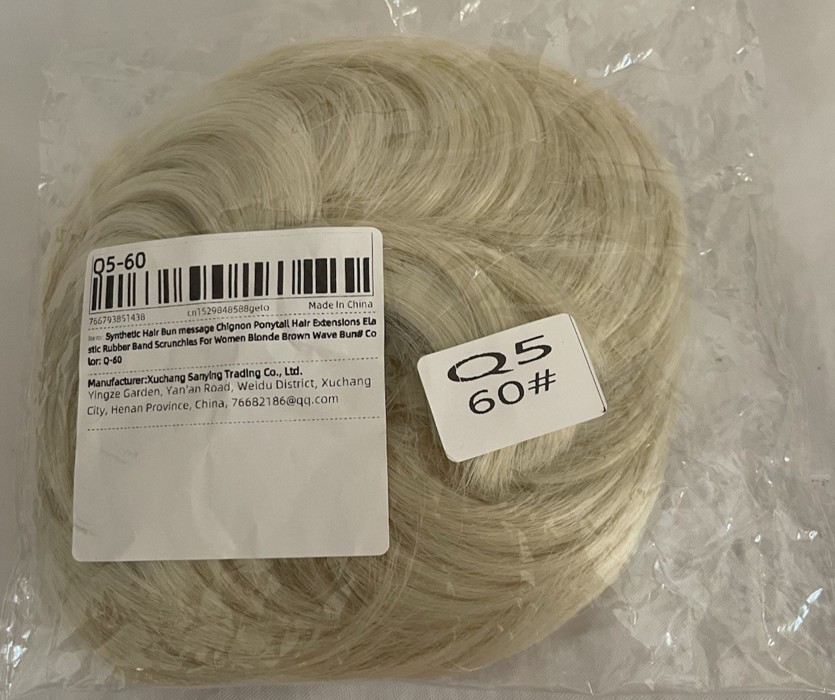 NIP Synthetic Hair Bun Chignon Elastic Scrunchie Q5-60 Platinum Bleach Blonde
