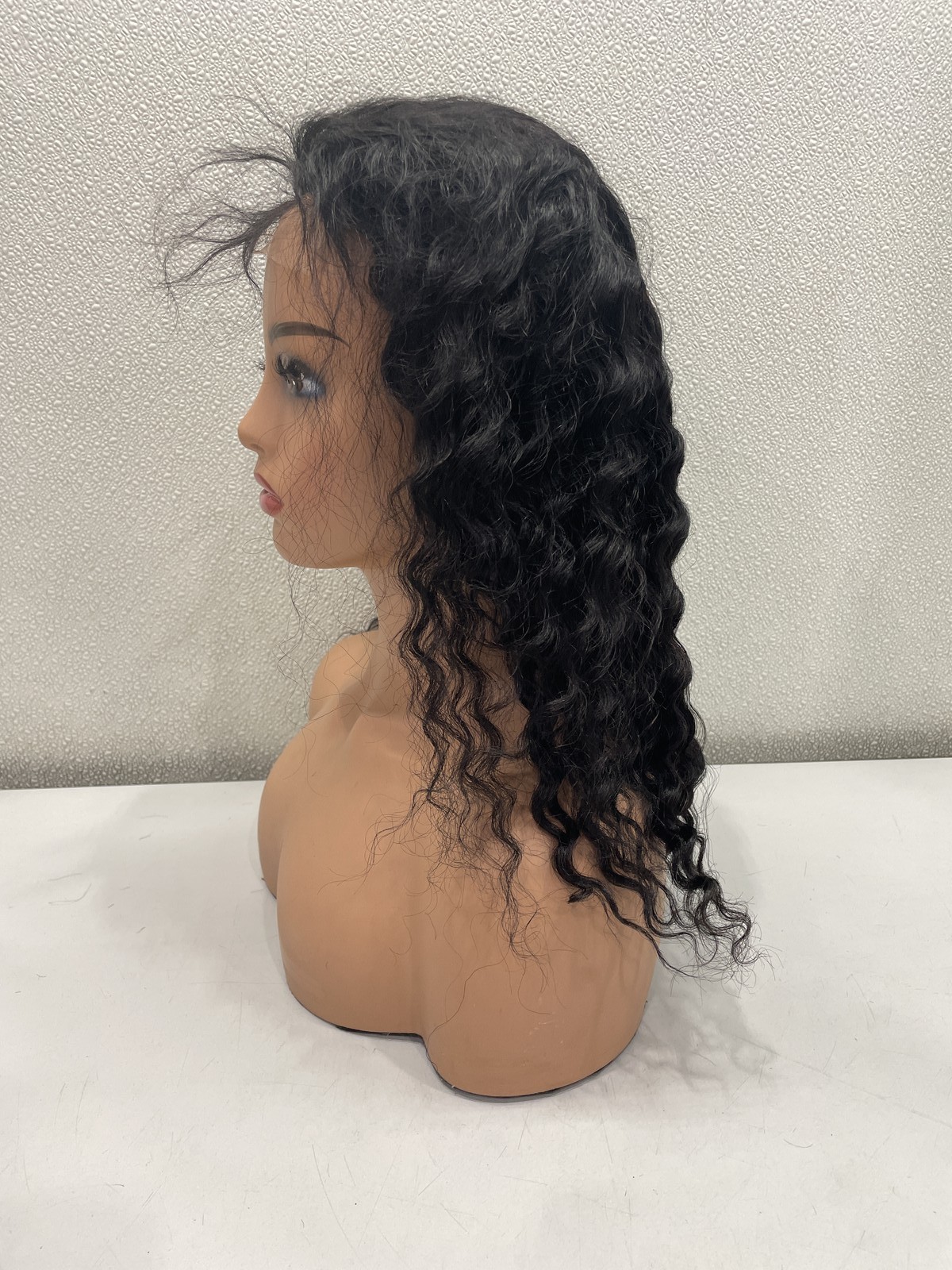 Firieya Natural Black Deep Wave Human Hair Blend Lace Front Wig, 18″