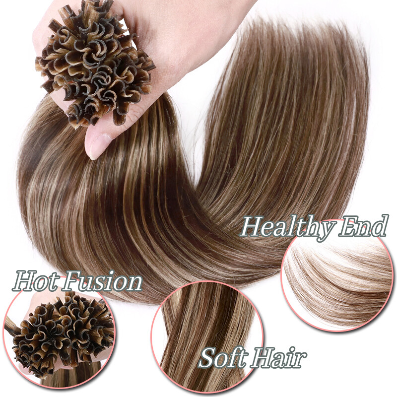 Fusion Keratin Glue Nail U Tip 100% Remy Human Hair Extensions 200Strands Thick