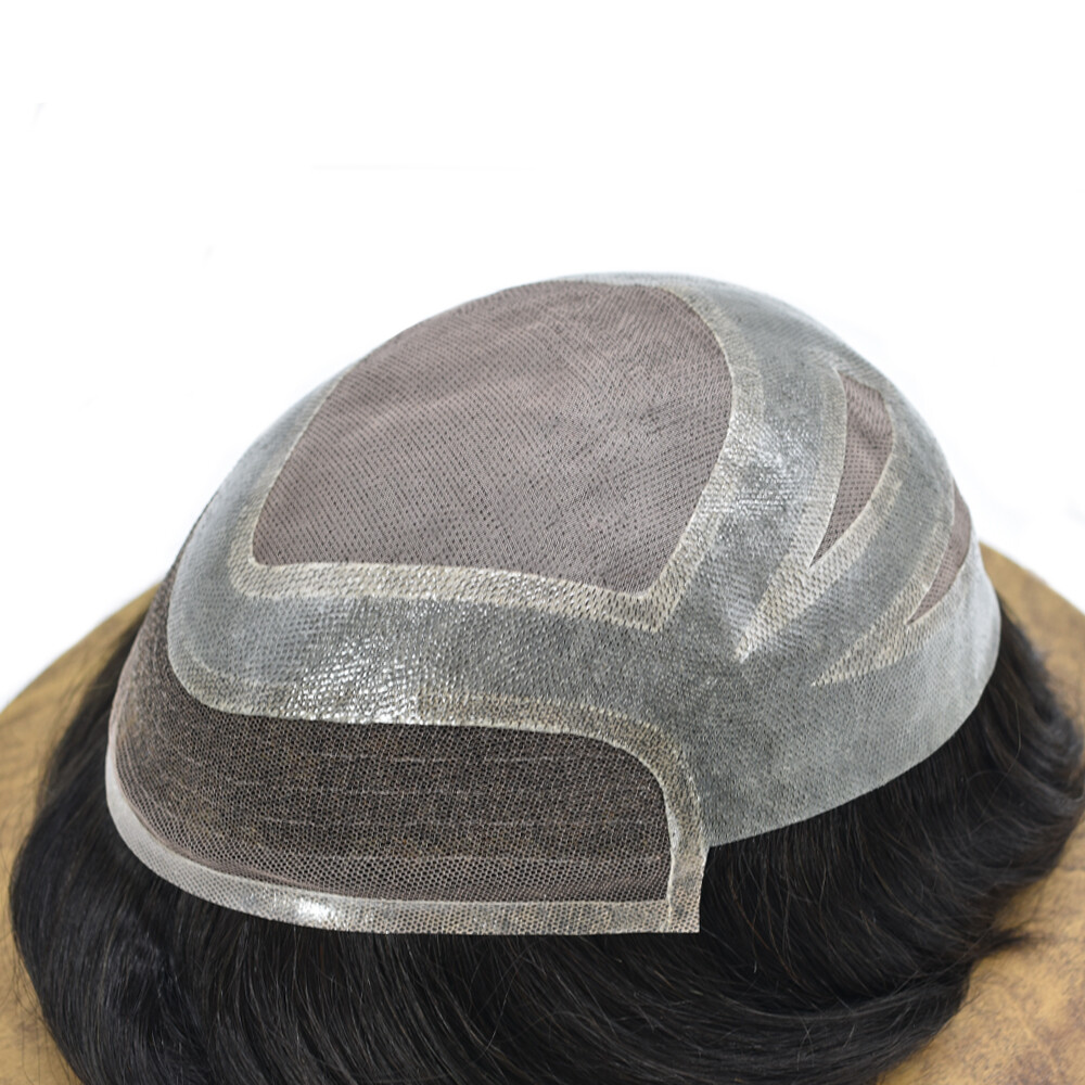 French Lace Front Mens Toupee Hairpiece Monofilament Hair System Replacement Wig