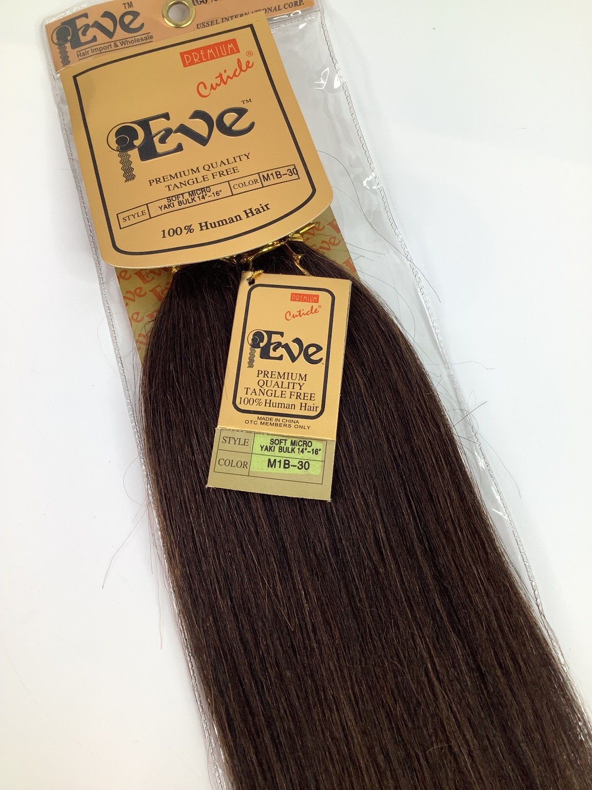 Eve 100% Human Hair Extensions M1B-30 Soft Micro Yaki Bulk 14-18″
