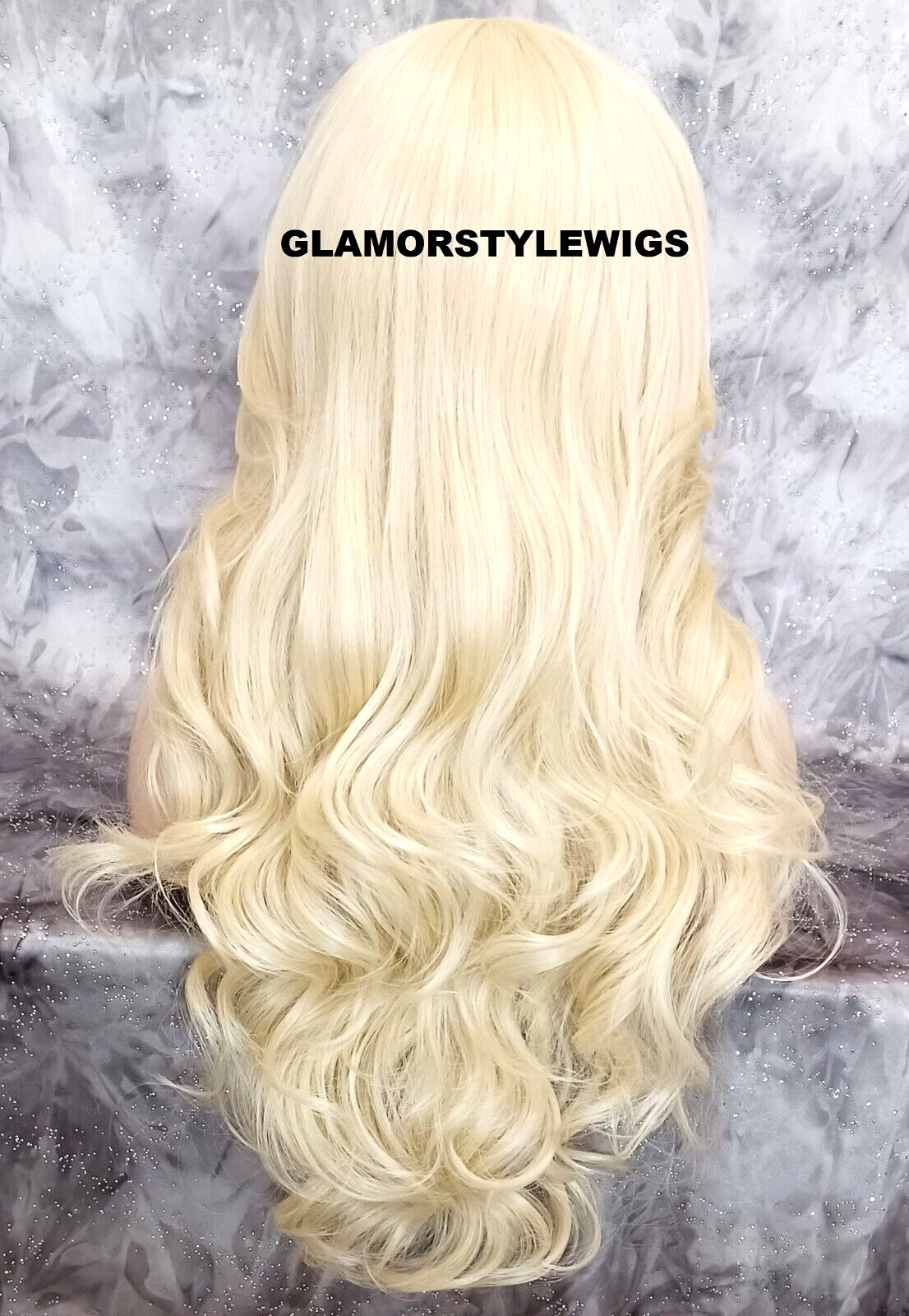 FREE PART LACE FRONT FULL WIG LONG WAVY LAYERED BLEACH BLONDE HEAT OK NWT #613