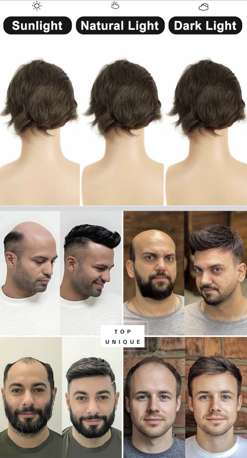 Swiss Lace Front with Thin Skin Back & Side Toupee Hair for Men