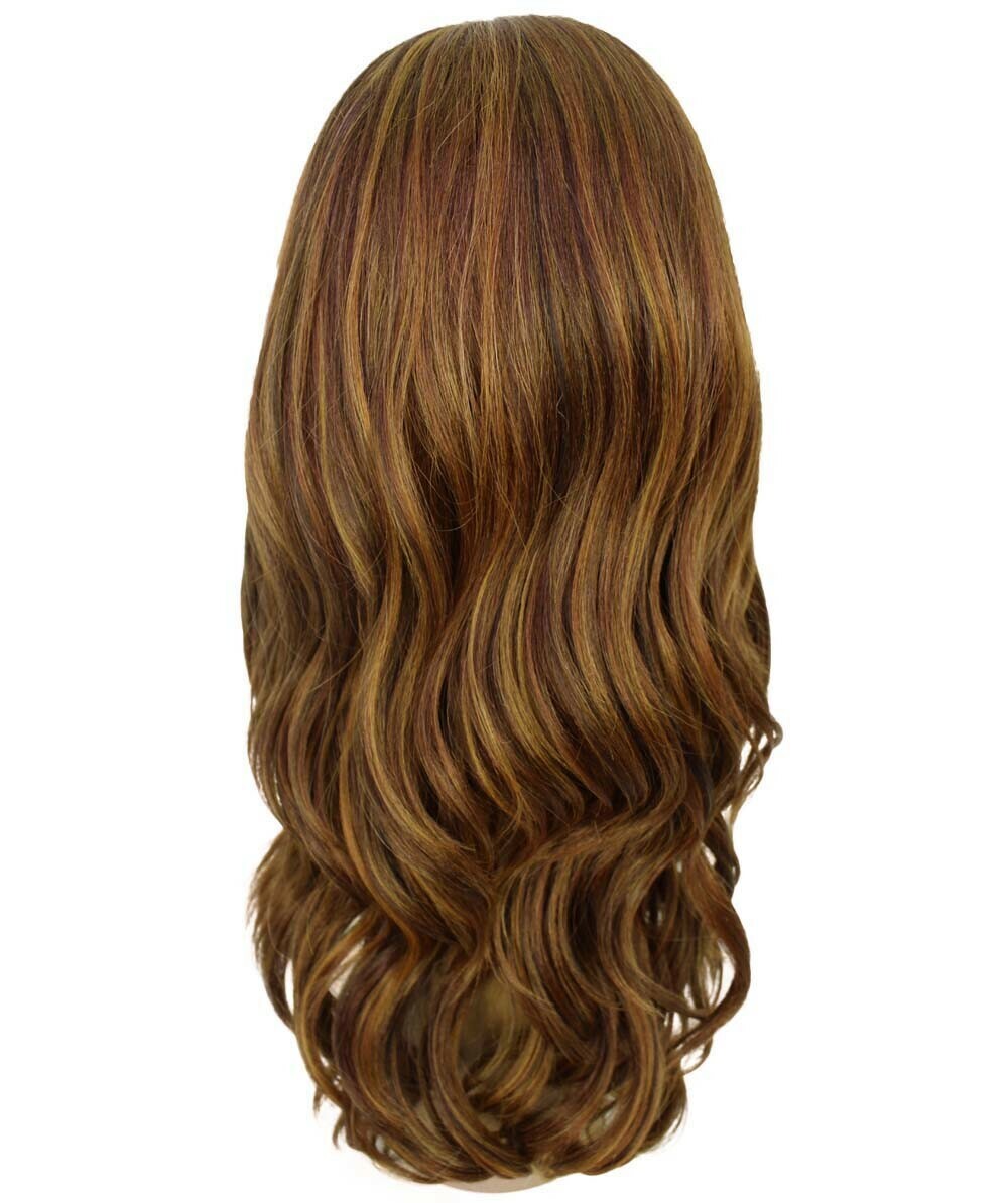 LUXLUXE Cleo Wavy Layered 21 in 4X4 Hand Tied Lace Front Wig, Light Brown Blend