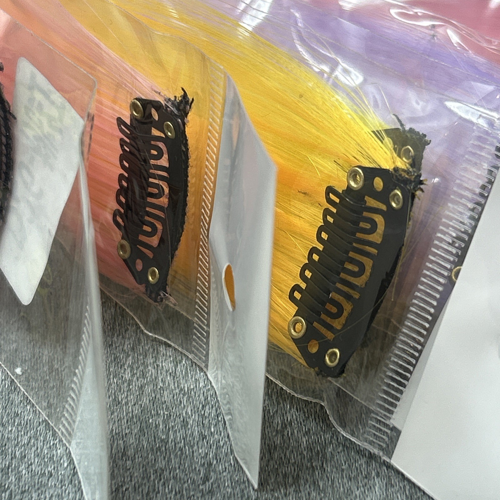 14 Piece Multi Color Rainbow Clip In Hair Extensions Lot 22” Long 1” Wide Clip