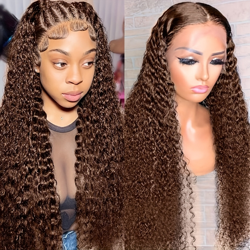Brown Hair Lace Front Wigs Loose Curly Heat Safe Natural Hairline As Human Hair