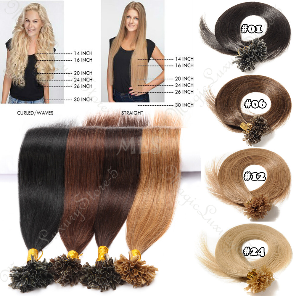 CLEARANCE Human Hair Extensions Pre Bonded U-Tip Nail Keratin Remy Hair Thick 1G