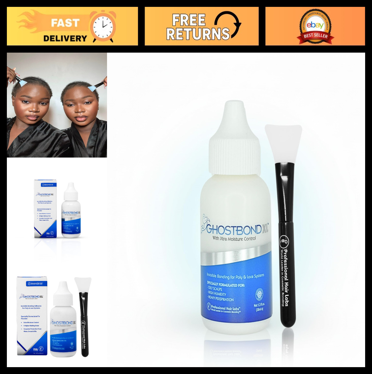 Invisible Lace Wig Glue – XL Hair Replacement Adhesive 1.3oz, Water & Oil-Resist