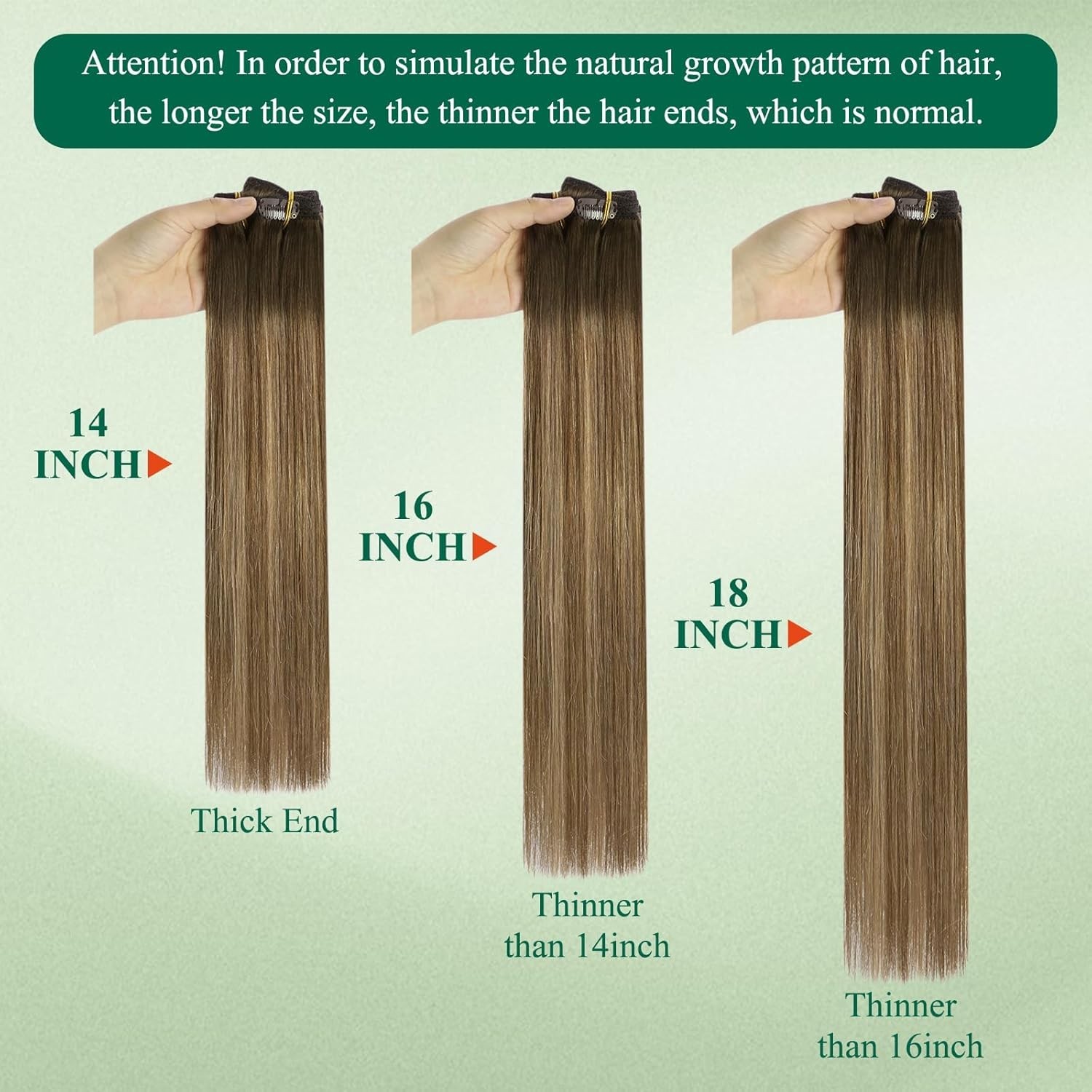 Easyouth CLIP-IN 14″ Dark Brown Fading – Caramel Human Hair Extensions CP 4-4-27