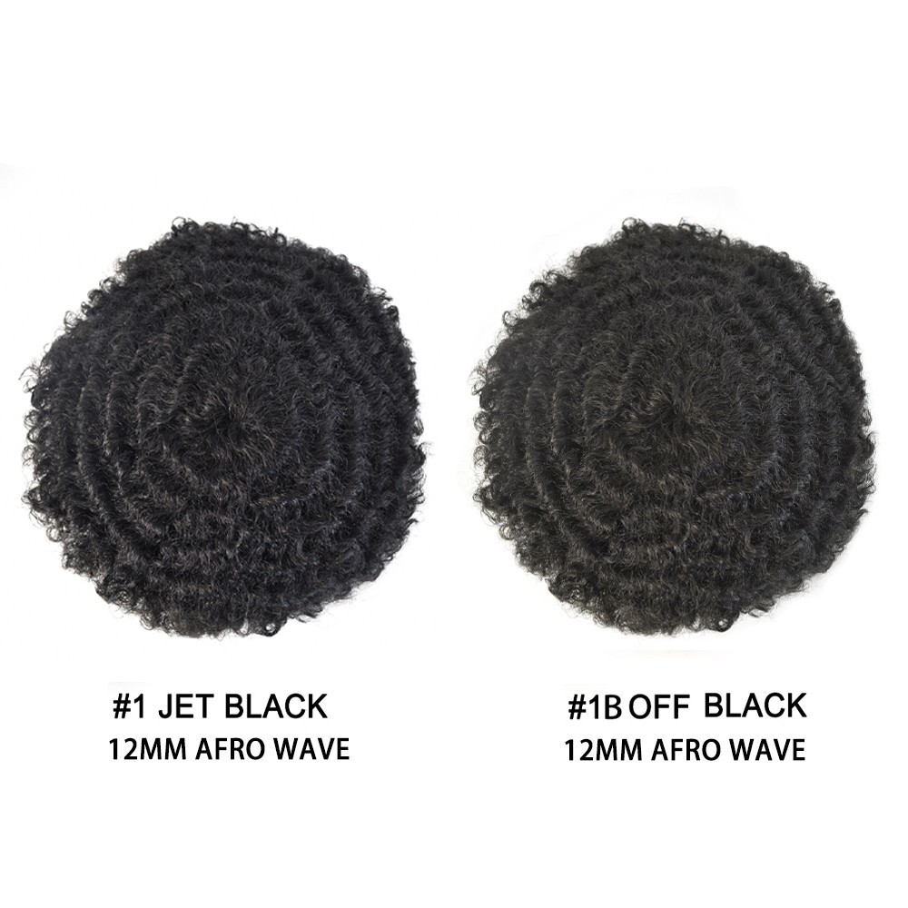Hair Units for Black Men Thin Skin Afro Curly African American Toupee Hairpieces