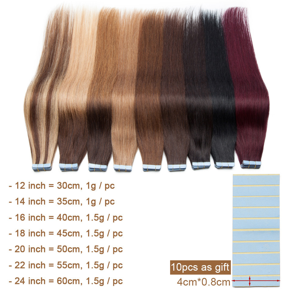 Tape In Hair Extensions Real Invisible Human Hair Skin Wefts Highlight Blonde26″