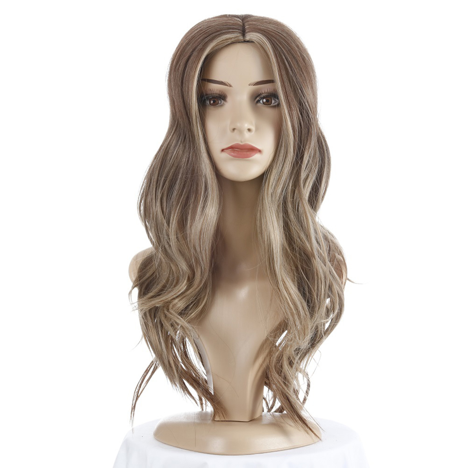 Light Brown Blonde Daily Wigs Ombre Long Wavy Synthetic Hair for Women Cosplay