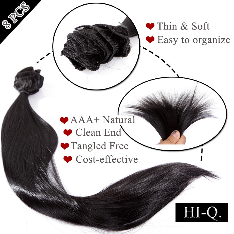 Mega Thick Clip In/On Real as Human Hair Extensions Full Head 8 Piece Ombre 140g