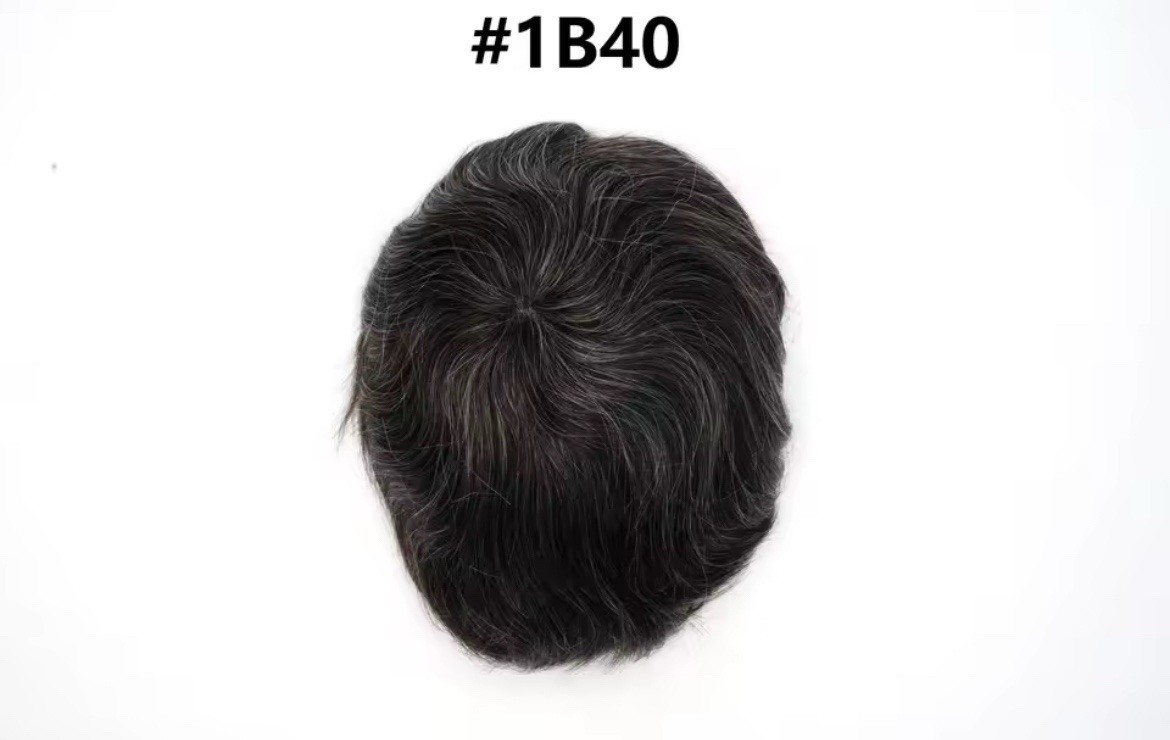 Men’s Human Hair Toupee Hairpiece Transparent Ultra-Thin Skin V-Loop Wavy