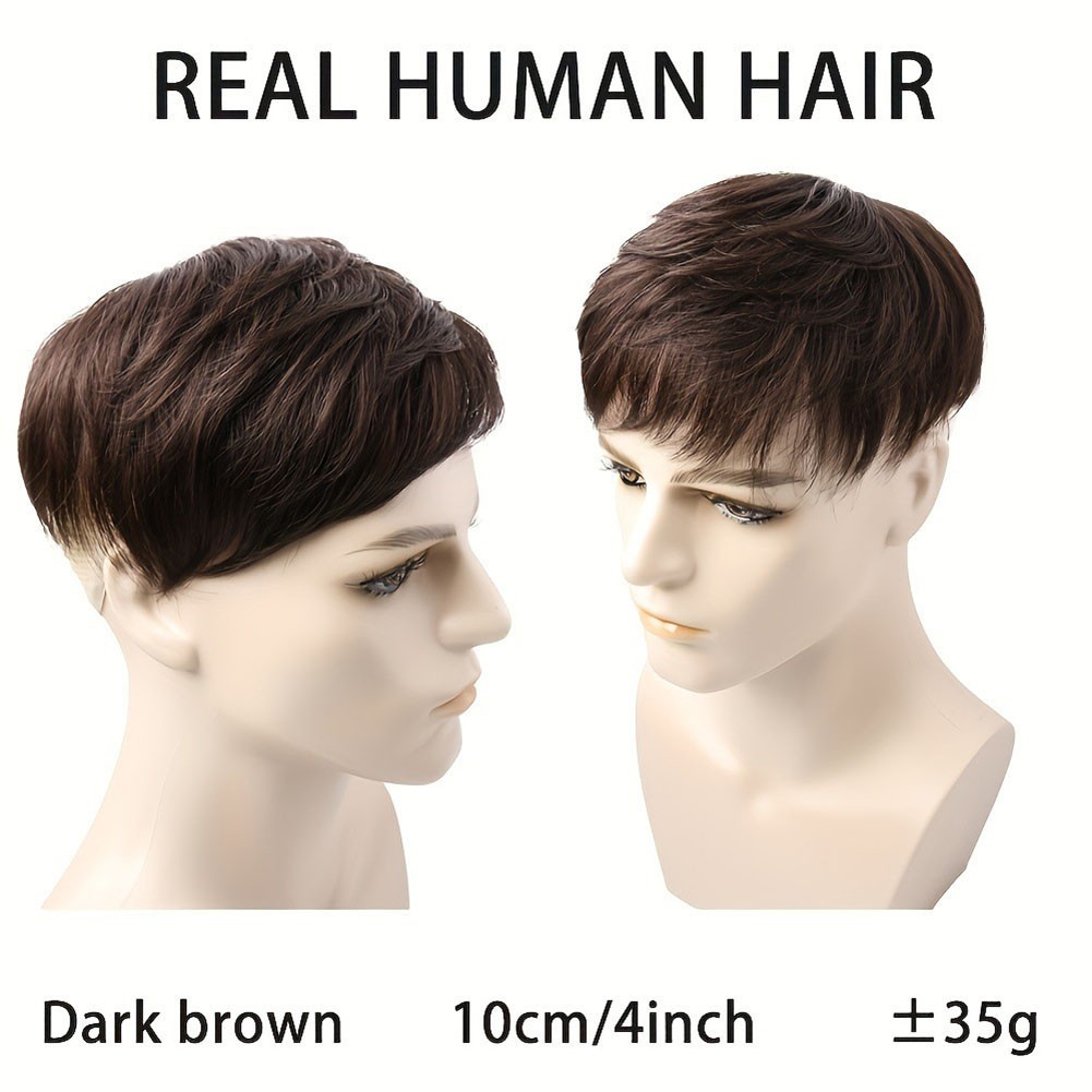 Short Straight Hair Topper Hairpiece Clip in 100% Remy Human Hair Toupee For Men