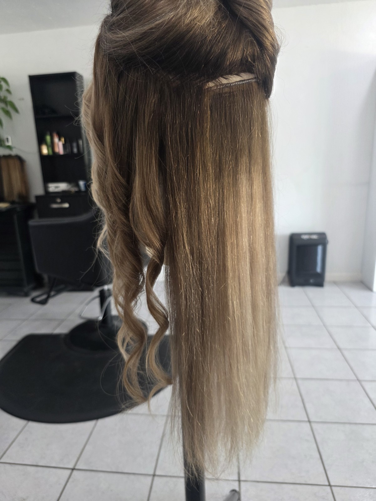 Natural 20″ blonde, custom color 100% human hair wig, glueless cap structure