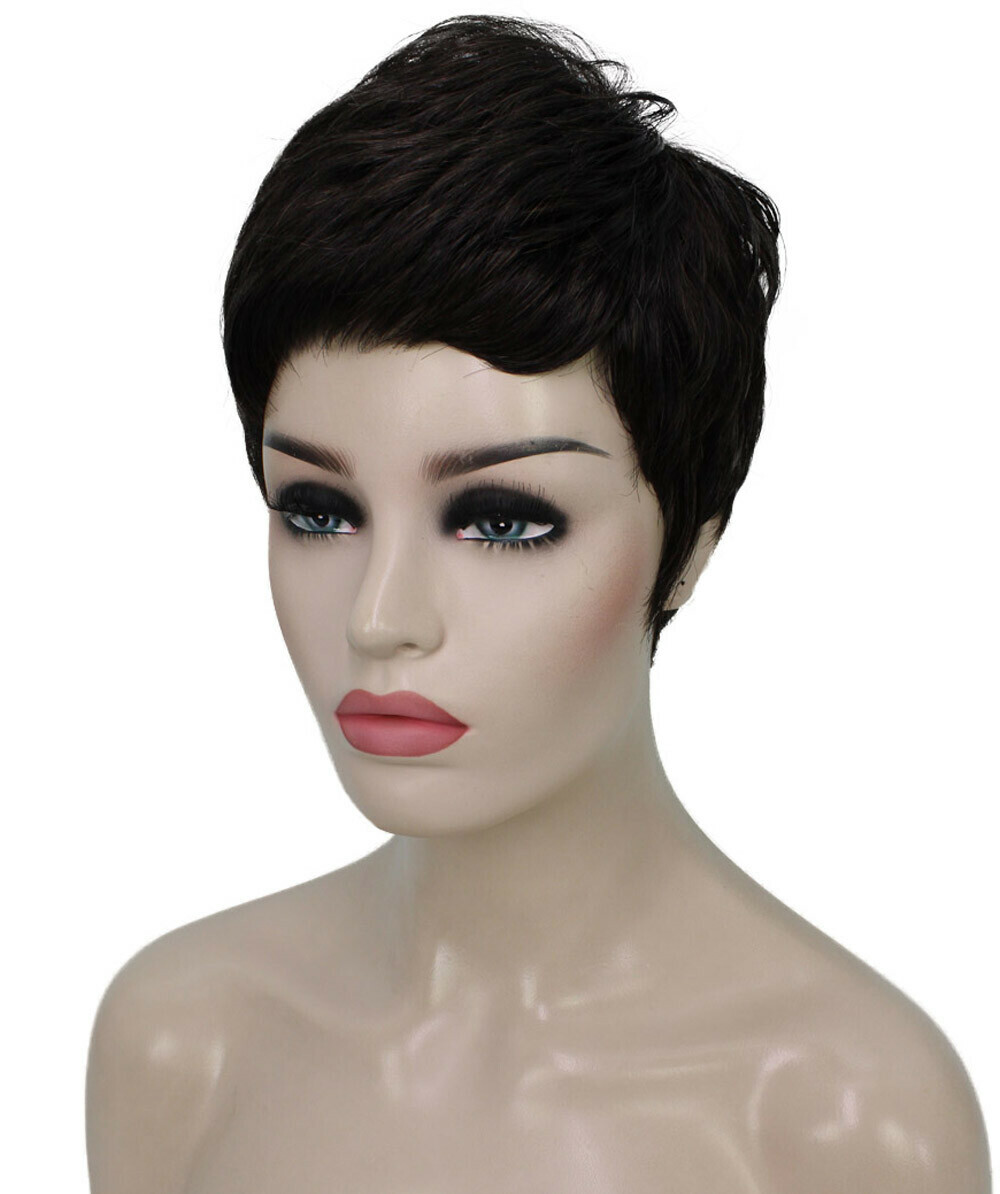 Lucille – Srraight Kanekalon Synthetic Fiber Full Wig, 1.75-3.25 in, Dark Brown